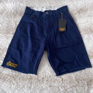 Drew House Stretch Twill Pleated Short in Navy size 28
